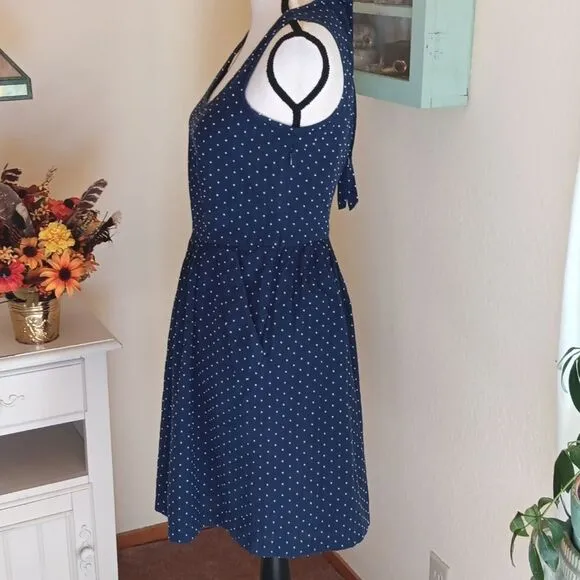 Comptoir Des Cottoniers Navy Dotted Dress. Coastal Cowgirl, Tomato Girl, Dots