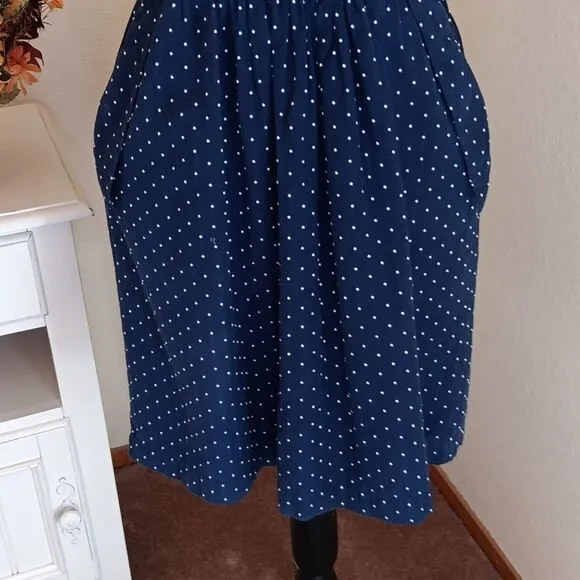 Comptoir Des Cottoniers Navy Dotted Dress. Coastal Cowgirl, Tomato Girl, Dots