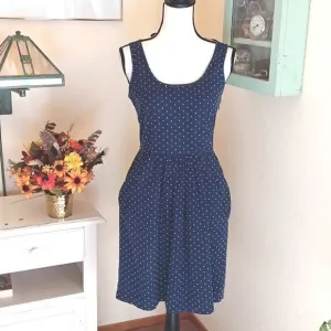 Comptoir Des Cottoniers Navy Dotted Dress. Coastal Cowgirl, Tomato Girl, Dots