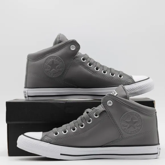 Converse Men's Chuck Taylor All Star High Street Faux Leather Shoes Gray Size 8