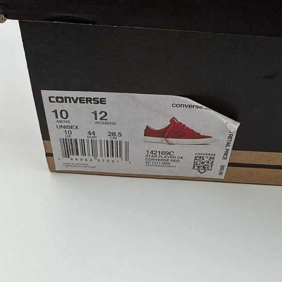 Converse Star Player Ox Mens 10/Womens 12 Shoes 142169C Red NIB