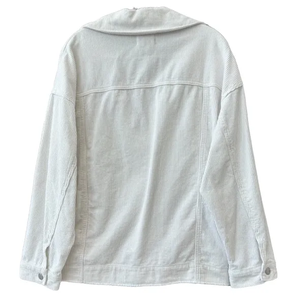 Corduroy Jacket Relaxed Trucker Raw Hem Francesca’s tgla Retro White Size Medium