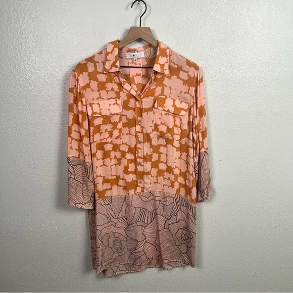 Corey Lynn Calter Paris Block Dress Orange Pink And Blue Sz4