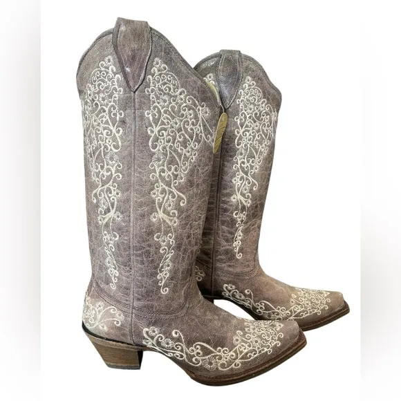 CORRAL WOMEN'S CRATER WITH BONE EMBROIDERY WESTERN BOOTS - SNIP TOE