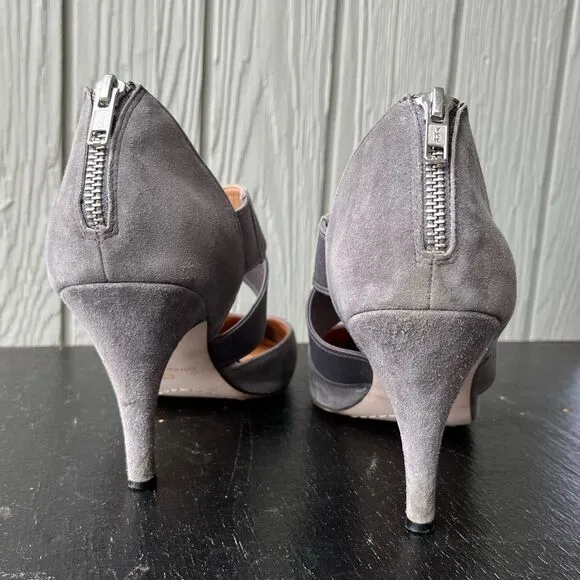 Corso Como Gray Suede Criss Cross Strap Heels Sz 9.5M
