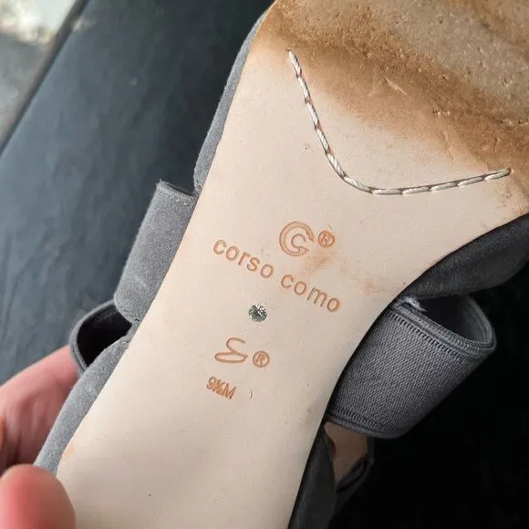 Corso Como Gray Suede Criss Cross Strap Heels Sz 9.5M