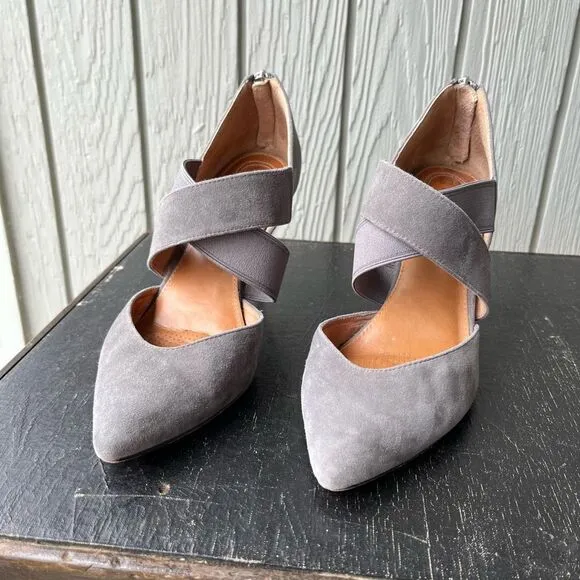 Corso Como Gray Suede Criss Cross Strap Heels Sz 9.5M