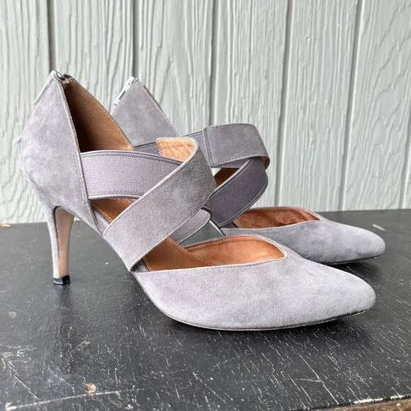 Corso Como Gray Suede Criss Cross Strap Heels Sz 9.5M