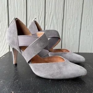 Corso Como Gray Suede Criss Cross Strap Heels Sz 9.5M