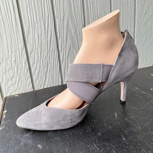 Corso Como Gray Suede Criss Cross Strap Heels Sz 9.5M