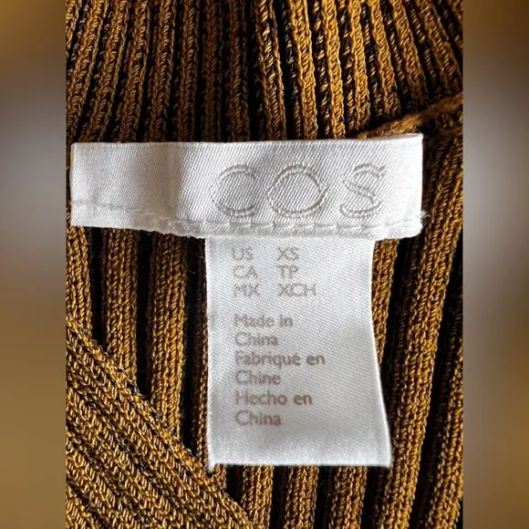COS V-Neck Ribbed Tube Dress in brown size XS