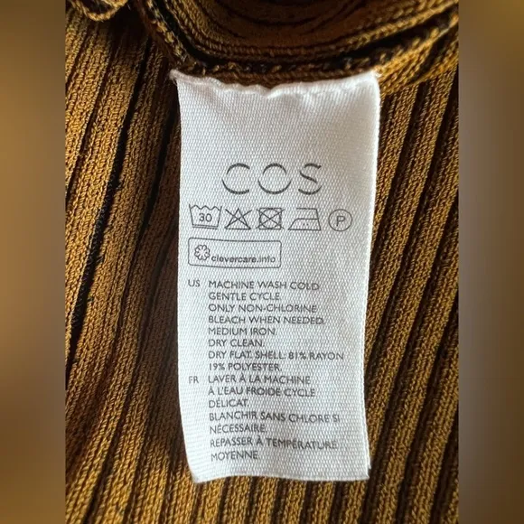 COS V-Neck Ribbed Tube Dress in brown size XS