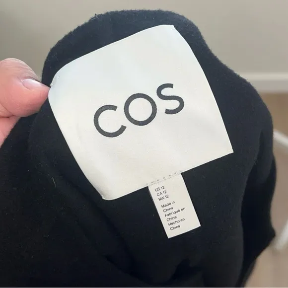 🆕COS Vneck Double Faced Black Wool Dress