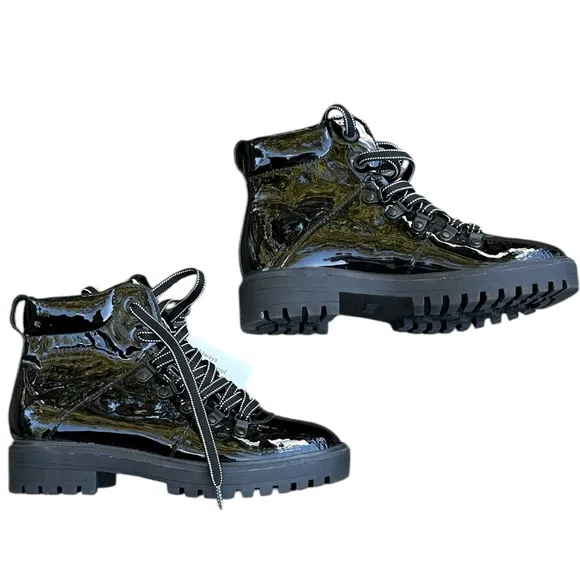 Cougar boots Black Nelson Nash Waterproof patent Leather Hikng Boots size 7