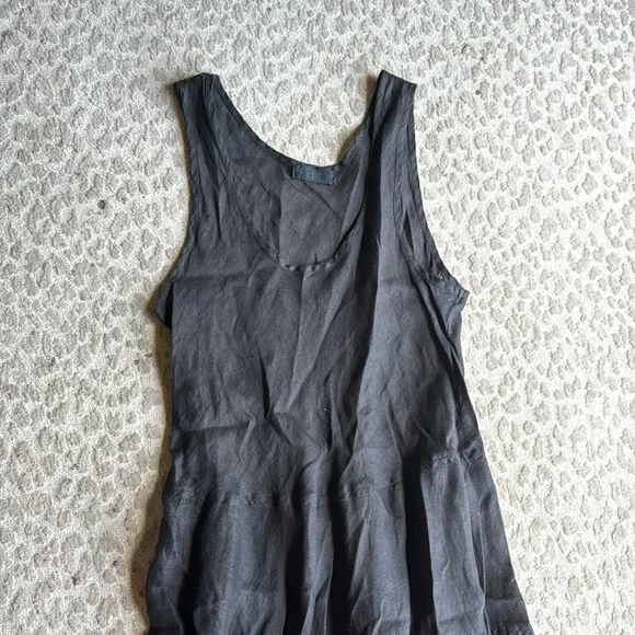CP Shades Shari 100% Linen Black Tiered Midi Dress, size S