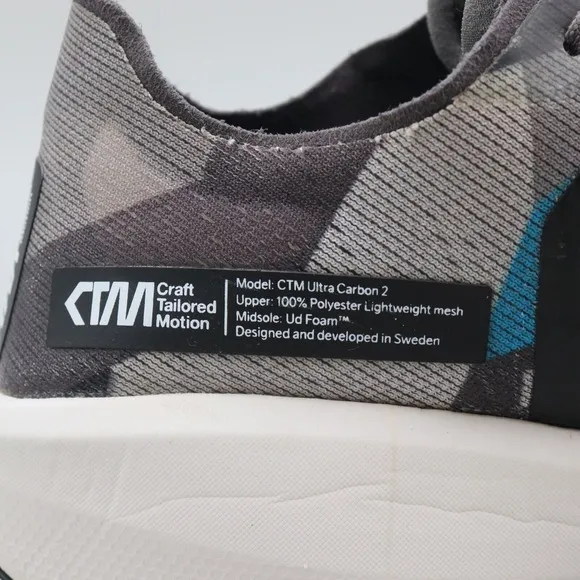 Craft CTM Ultra Carbon 2 Mens Size 10 US Black Gray Lightweight Running Shoes