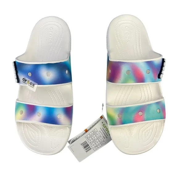 Crocs Classic Solarized Sandals Tie Dye Double Straps Slip On Size M10 W12 (Tag)
