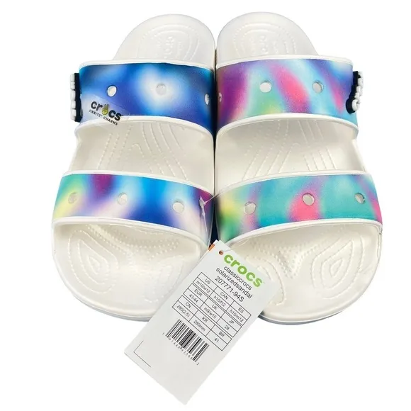 Crocs Classic Solarized Sandals Tie Dye Double Straps Slip On Size M10 W12 (Tag)