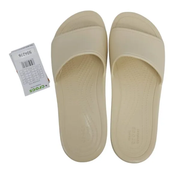 Crocs Kaddee Slide Sandals Womens Size 10 Cream Tan Lightweight Comfort