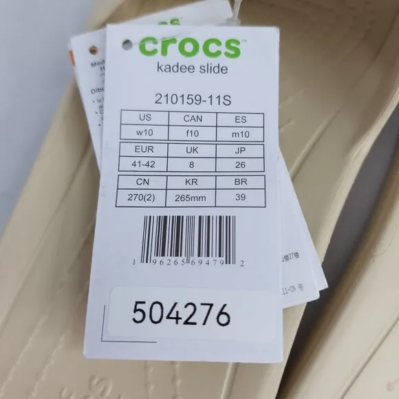 Crocs Kaddee Slide Sandals Womens Size 10 Cream Tan Lightweight Comfort