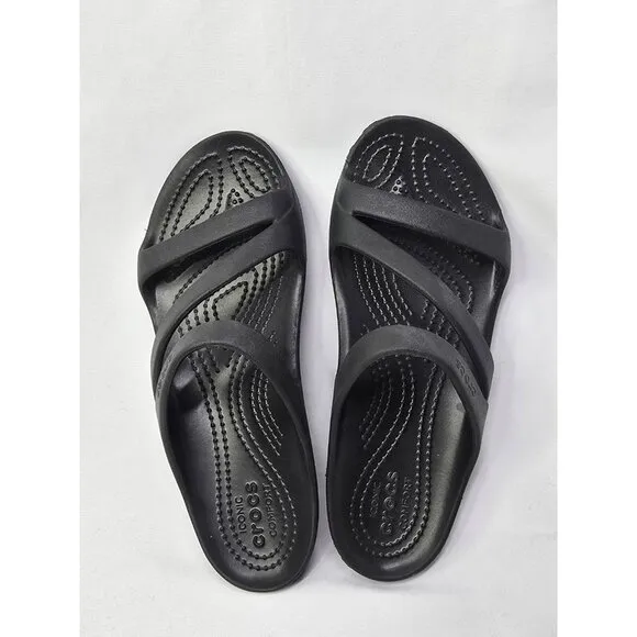 Crocs Kadee II Sandals Strappy Slide Slip-On Black Womens Womens Size 6