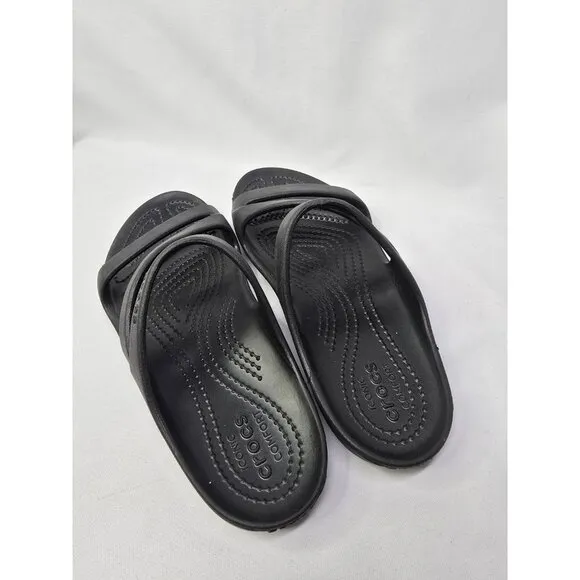 Crocs Kadee II Sandals Strappy Slide Slip-On Black Womens Womens Size 6