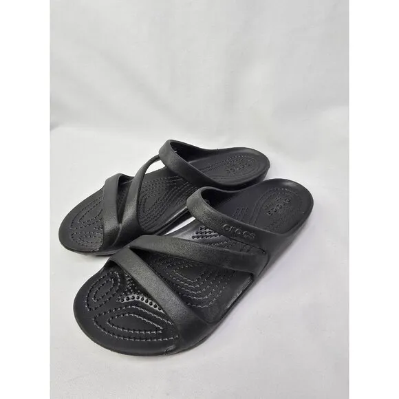 Crocs Kadee II Sandals Strappy Slide Slip-On Black Womens Womens Size 6