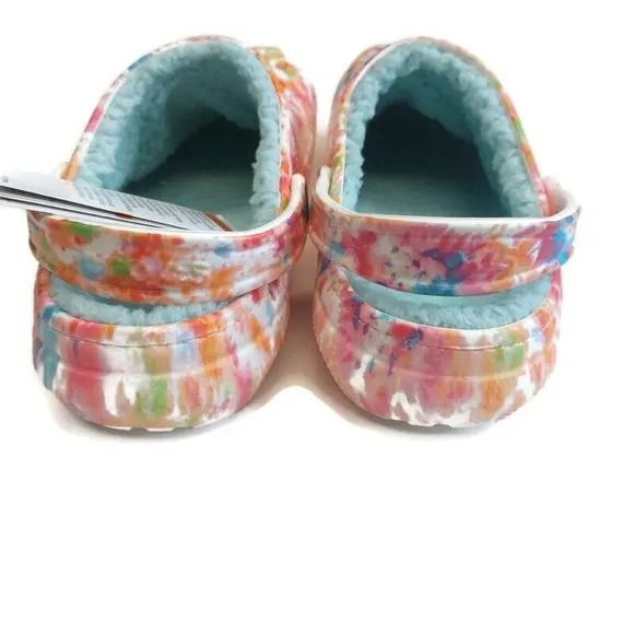 Crocs Mens 9 Womens 11 Classic Lined Tie Dye Slip On Clog Shoes Sandals