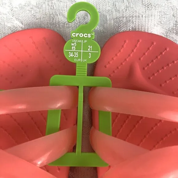 Crocs Splash Glossy Strappy Neon Watermelon Women’s Slip-On Sandals Size 5 NWT
