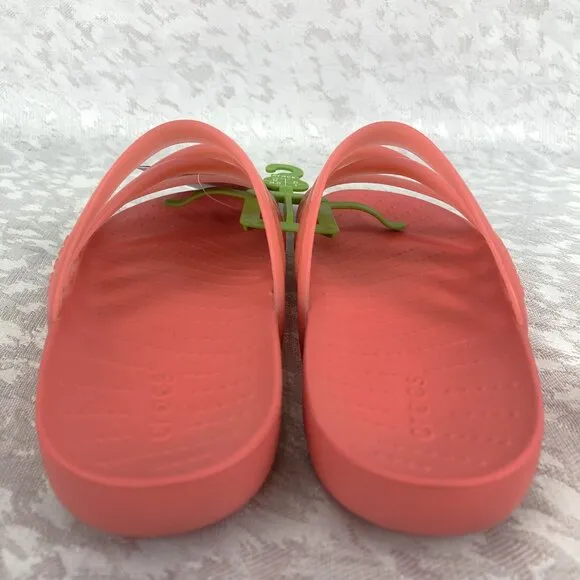 Crocs Splash Glossy Strappy Neon Watermelon Women’s Slip-On Sandals Size 5 NWT