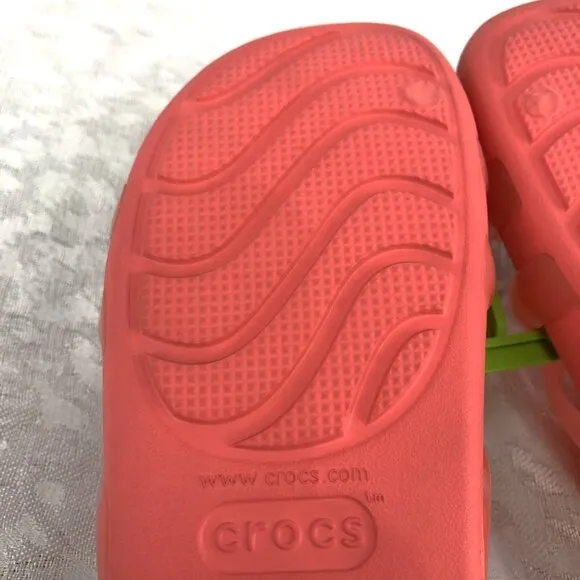 Crocs Splash Glossy Strappy Neon Watermelon Women’s Slip-On Sandals Size 5 NWT
