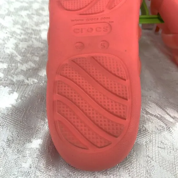 Crocs Splash Glossy Strappy Neon Watermelon Women’s Slip-On Sandals Size 5 NWT