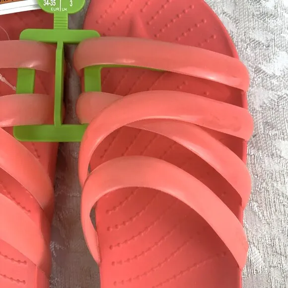 Crocs Splash Glossy Strappy Neon Watermelon Women’s Slip-On Sandals Size 5 NWT