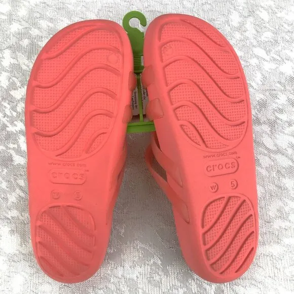 Crocs Splash Glossy Strappy Neon Watermelon Women’s Slip-On Sandals Size 5 NWT