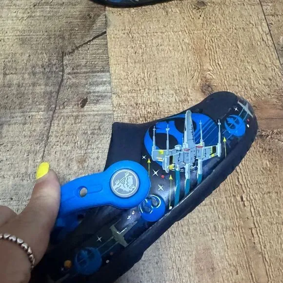CROCS Star Wars Shoes Children C7 Kids Blue Clog Light Luke Skywalker Saber Rare