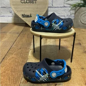 CROCS Star Wars Shoes Children C7 Kids Blue Clog Light Luke Skywalker Saber Rare