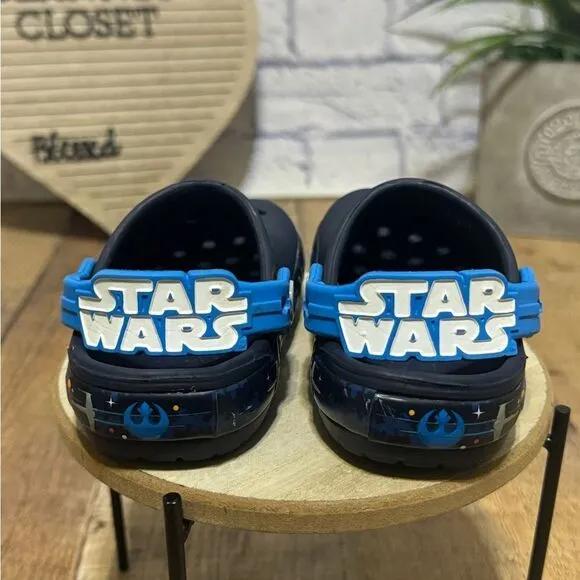 CROCS Star Wars Shoes Children C7 Kids Blue Clog Light Luke Skywalker Saber Rare