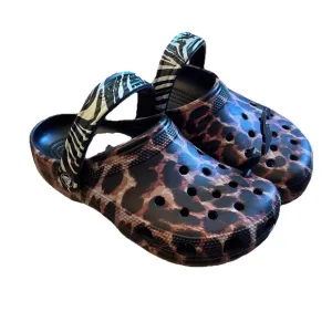Crocs Women's Classic Animal Remix Clog  - Black/Multi Animal -W7