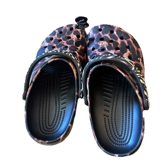 Crocs Women's Classic Animal Remix Clog  - Black/Multi Animal -W7
