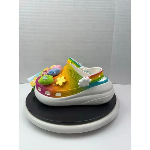 Crocs x Care Bears Crush Clog Rainbow Womens Slip On Platform Clog Sandals Sz 7