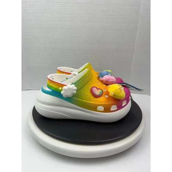 Crocs x Care Bears Crush Clog Rainbow Womens Slip On Platform Clog Sandals Sz 7