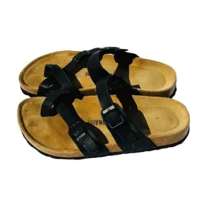 Cushionaire Womens Sandals Luna Cork Footbed One Finger Slip On Black Size 8