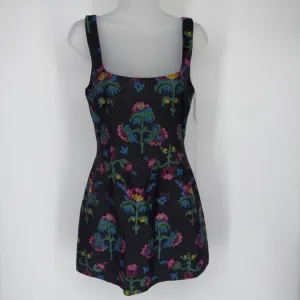 Cynthia Rowley Sz 4 Floral Jacquard Sheath Minidress Sleeveless Black Multi NWT