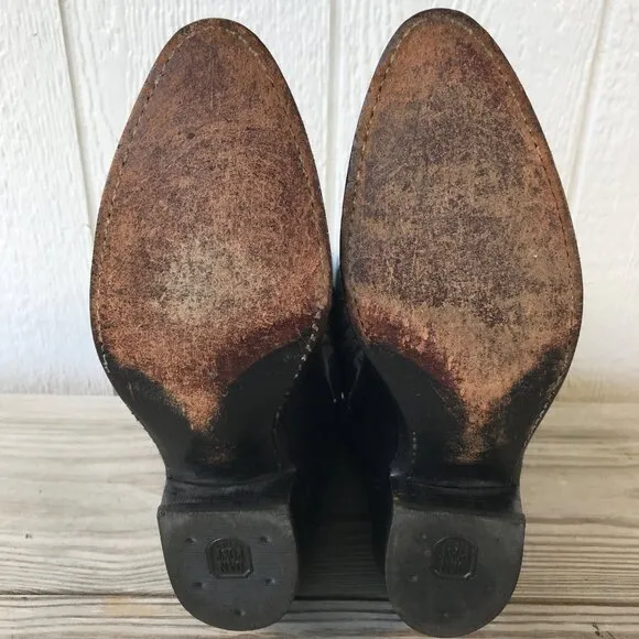 Dan Post Mens Black Leather Brown Inlay Cowboy Western Dress Boots 8.5 D 106R