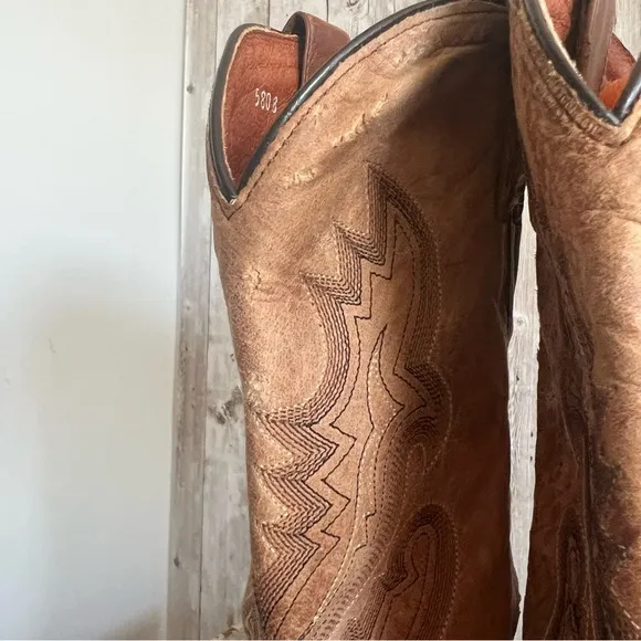 Dan Post Mens Tempe Ostrich Embroidered Round Toe Pull On Dress Boots - Brown