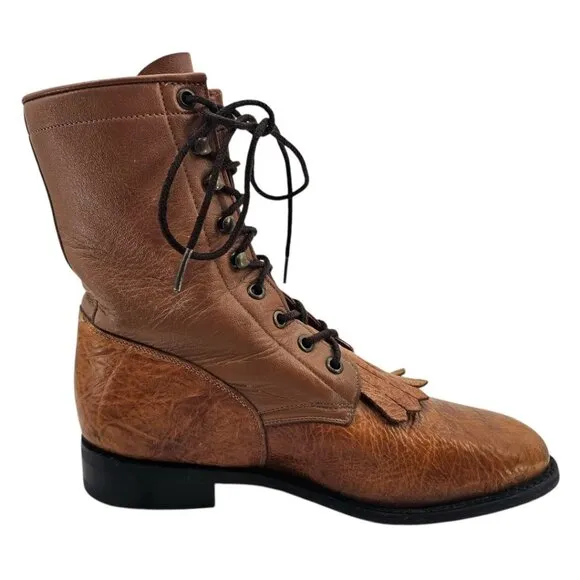 Dan Post Zecuda Mens 8.5B Leather Lace Up Fringe Boot