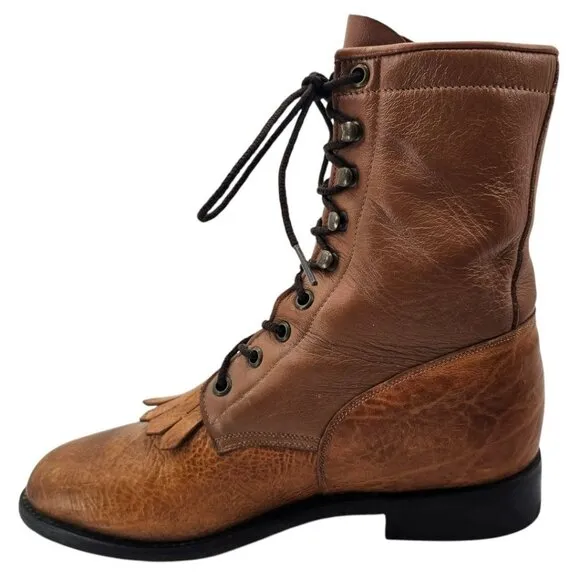 Dan Post Zecuda Mens 8.5B Leather Lace Up Fringe Boot