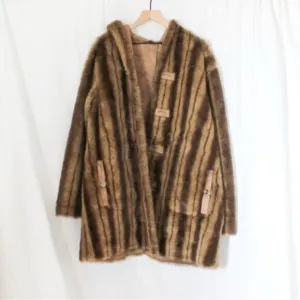 Dennis by Dennis Basso Reversible Faux Fur Coat Brown and Tan 1X