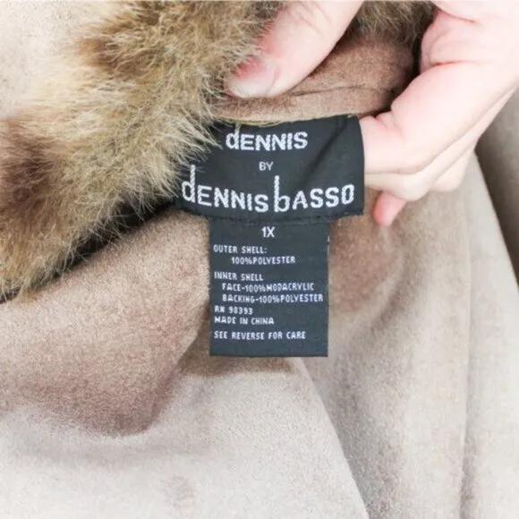 Dennis by Dennis Basso Reversible Faux Fur Coat Brown and Tan 1X