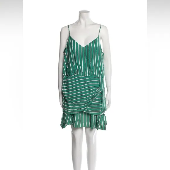 Derek Lam 10 Crosby Striped Green Spaghetti Strap Mini Dress (Size XXL | US 16)